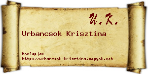 Urbancsok Krisztina névjegykártya