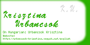 krisztina urbancsok business card